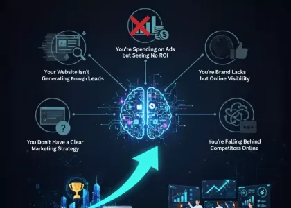 An infographic illustrating the "5 Signs You Need a Professional Digital Marketing Agency", with icons representing challenges like 'Your Website Isn't Generating Enough Leads' and 'Spending on Ads but Seeing No ROI'